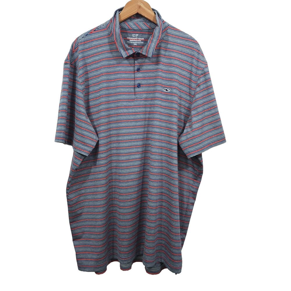 Vineyard Vines Short-sleeve Performance Polo Striped Shirt Jersey Knit Mens 2XL